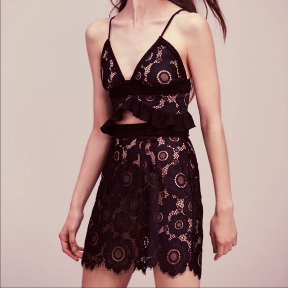 For Love of Lemons Sonya Black Lace Crop Top - Picture 2 of 8